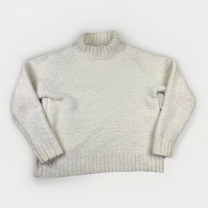 Fuzzy Mock Neck Sweater Lou & Gray White Womens M Soft Comfortcore Minimalist‎